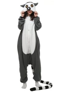 unisex adult onesie lemur animal pajamas one-piece cosplay costume women man halloween s