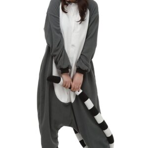 Unisex Adult Onesie Lemur Animal Pajamas One-Piece Cosplay Costume Women Man Halloween S