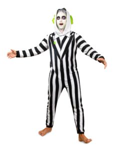 prestigez beetlejuice mens hooded onesie pajama costume union suit, size medium