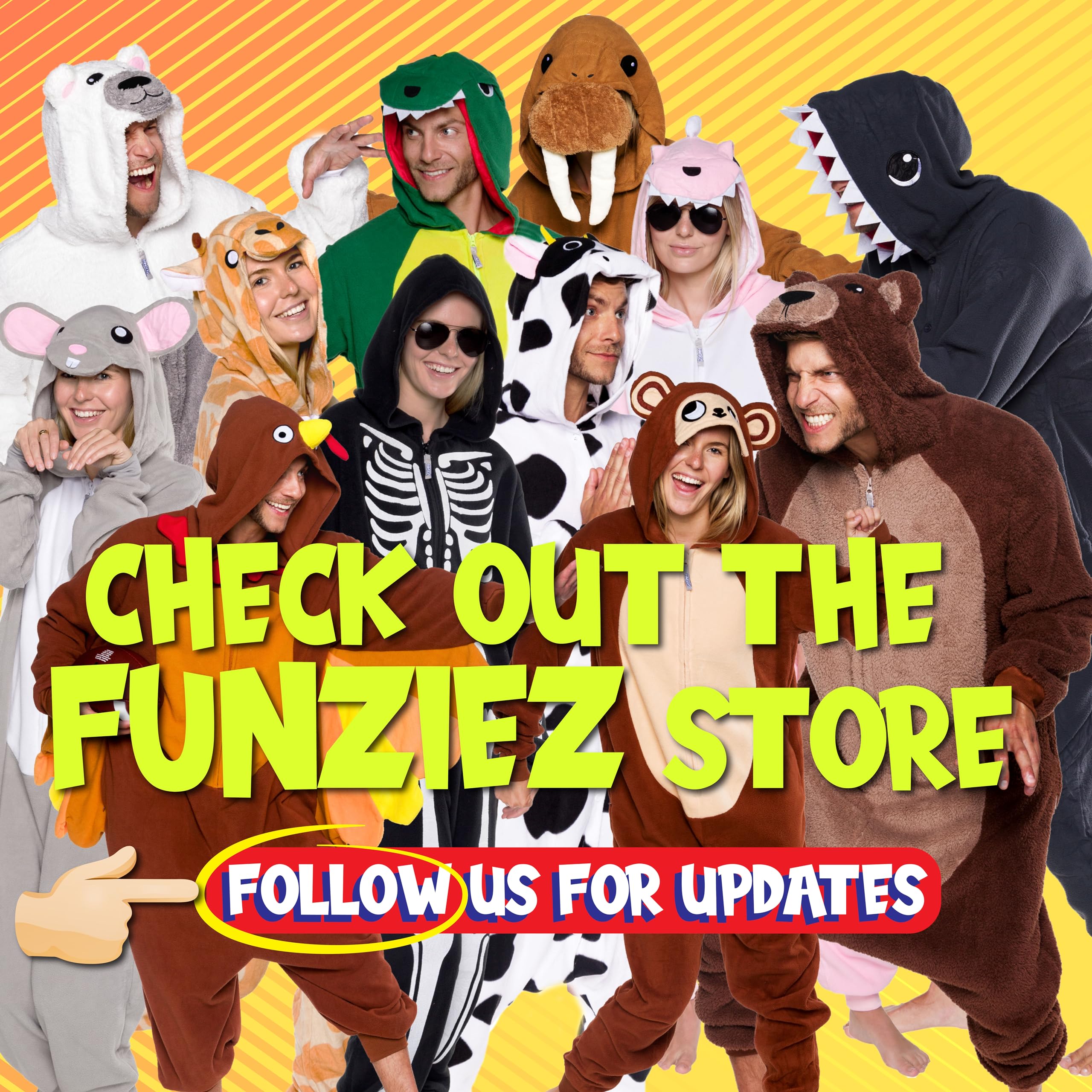 Funziez! Adult Onesie Halloween Costume - Animal and Sea Creature - Plush One Piece Cosplay Suit for Adults, Men and Women