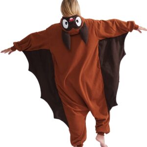 vavalad Adult Bat Onesie Pajamas Animal Cosplay Costume Halloween One-Piece Jumpsuit for women men