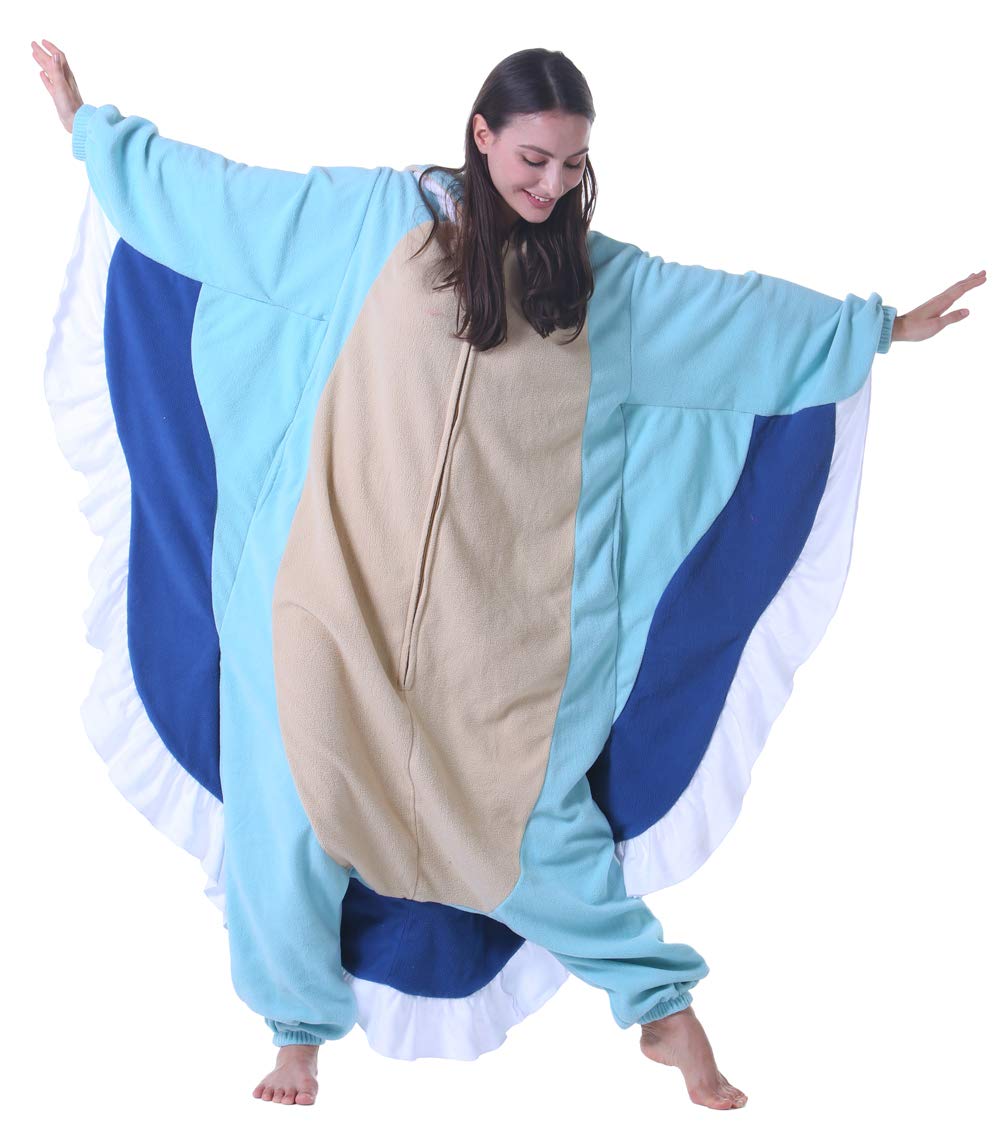 DELEY Unisex Blue Sea Hare Costume Adult Onesie, One Piece Pajamas, Halloween Cosplay Costumes Homewear Jumpsuit