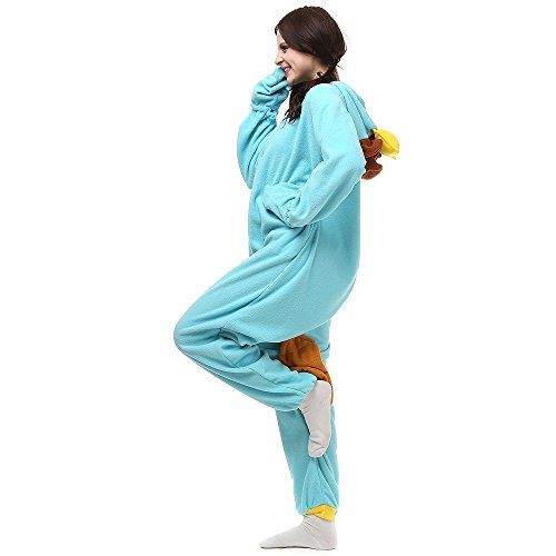 Wishliker Unisex Adult Onesie Pyjamas Platypus Christmas Costume SkyBlue S