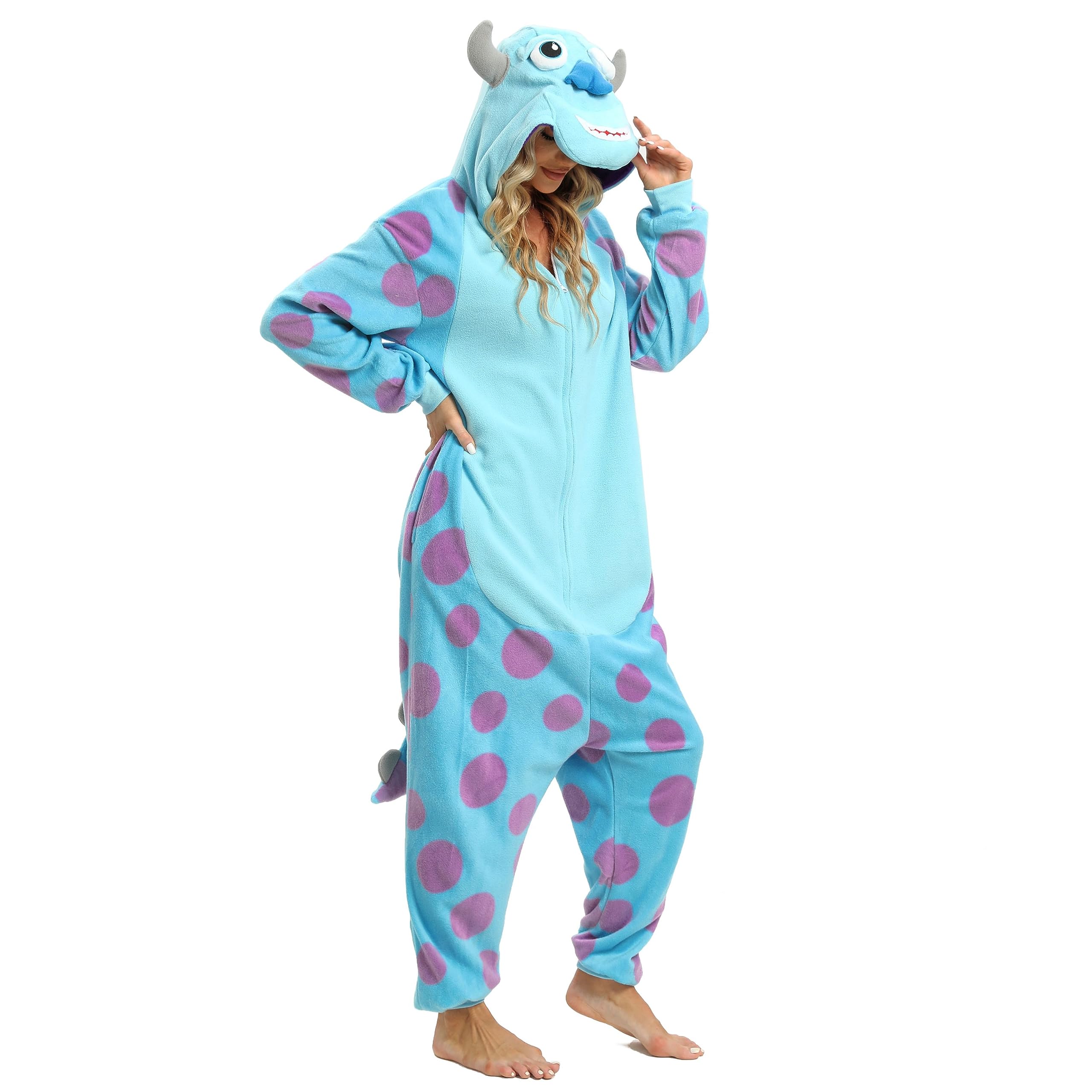 LABULA Slim Fit Unisex Adult Onesie Animal Pajamas Halloween Cosplay Sleepwear Purple