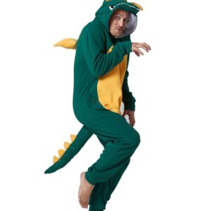 Laahoem Animal Dragon Pajamas Unisex Adult Hooded Men Women Jumpsuit Costume Cosplay Sleepwear Dark Green XL