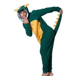 Laahoem Animal Dragon Pajamas Unisex Adult Hooded Men Women Jumpsuit Costume Cosplay Sleepwear Dark Green XL