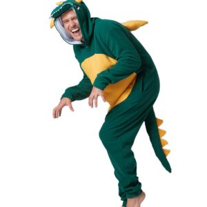 Laahoem Animal Dragon Pajamas Unisex Adult Hooded Men Women Jumpsuit Costume Cosplay Sleepwear Dark Green XL