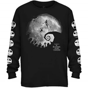 disney nightmare before christmas nightmare moon long sleeve adult t-shirt (black,sm)