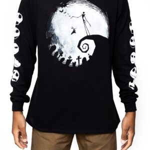 Disney Nightmare Before Christmas Nightmare Moon Long Sleeve Adult T-Shirt (Black,SM)