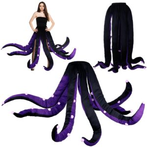funtery women octopus costume black purple octopus dress long tentacles witch halloween costume for adult halloween
