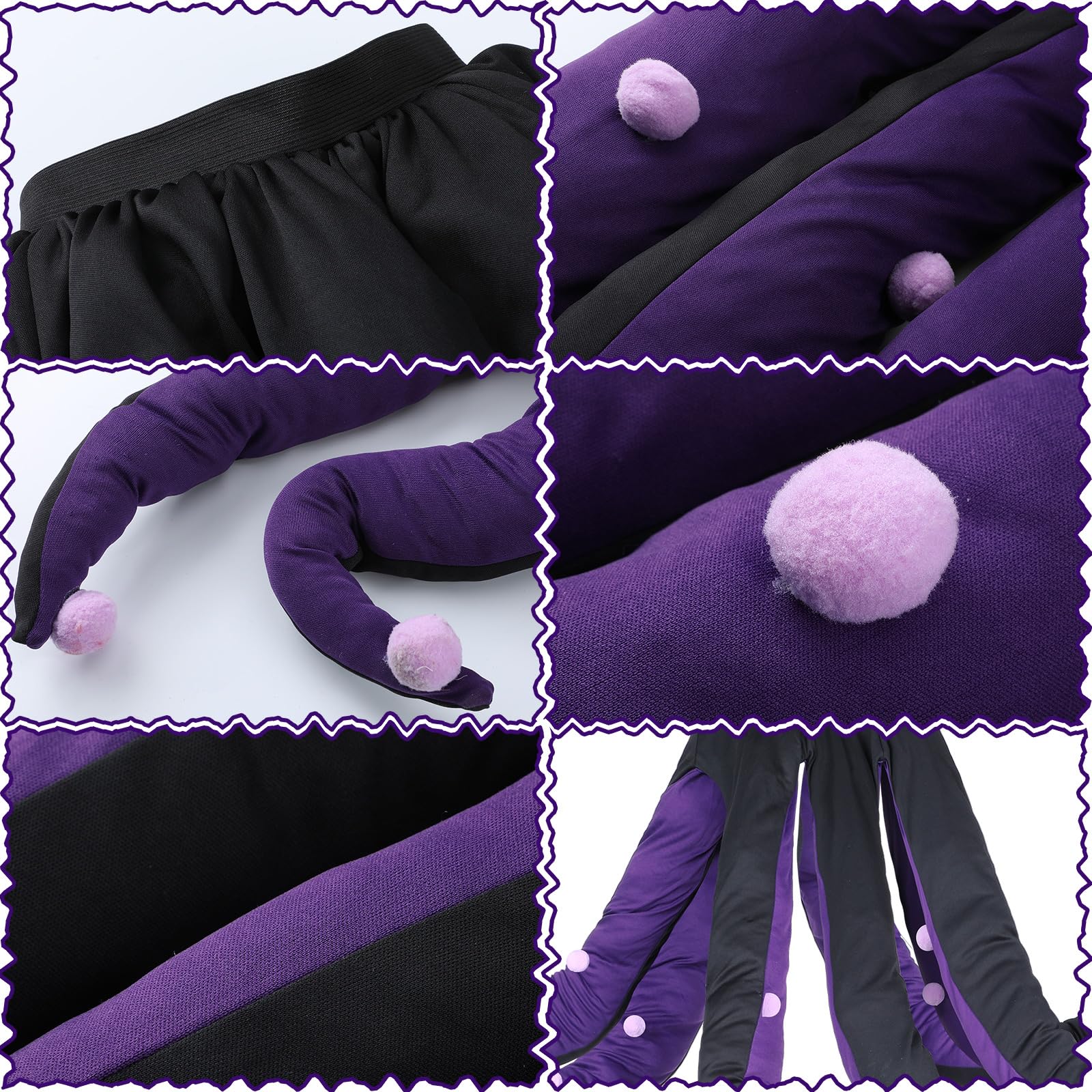 Funtery Women Octopus Costume Black Purple Octopus Dress Long Tentacles Witch Halloween Costume for Adult Halloween