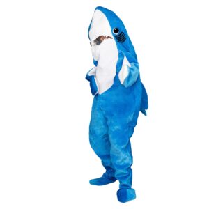 Costume Agent Left Shark Perry Live Dancing Mascot Zip Jumpsuit Halloween Cosplay (Blue)