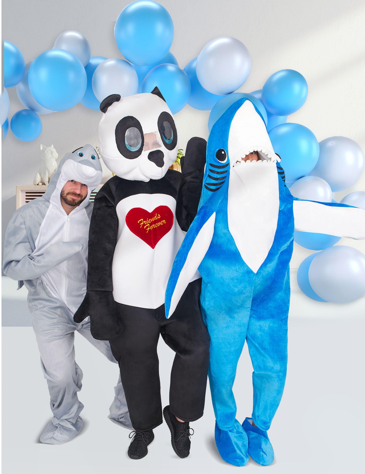 Costume Agent Left Shark Perry Live Dancing Mascot Zip Jumpsuit Halloween Cosplay (Blue)