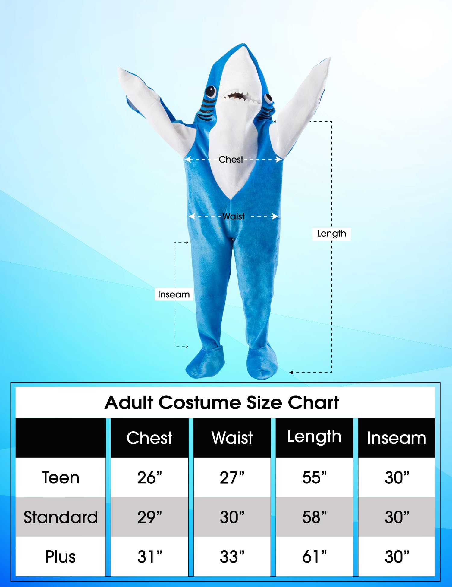 Costume Agent Left Shark Perry Live Dancing Mascot Zip Jumpsuit Halloween Cosplay (Blue)