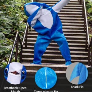 Costume Agent Left Shark Perry Live Dancing Mascot Zip Jumpsuit Halloween Cosplay (Blue)