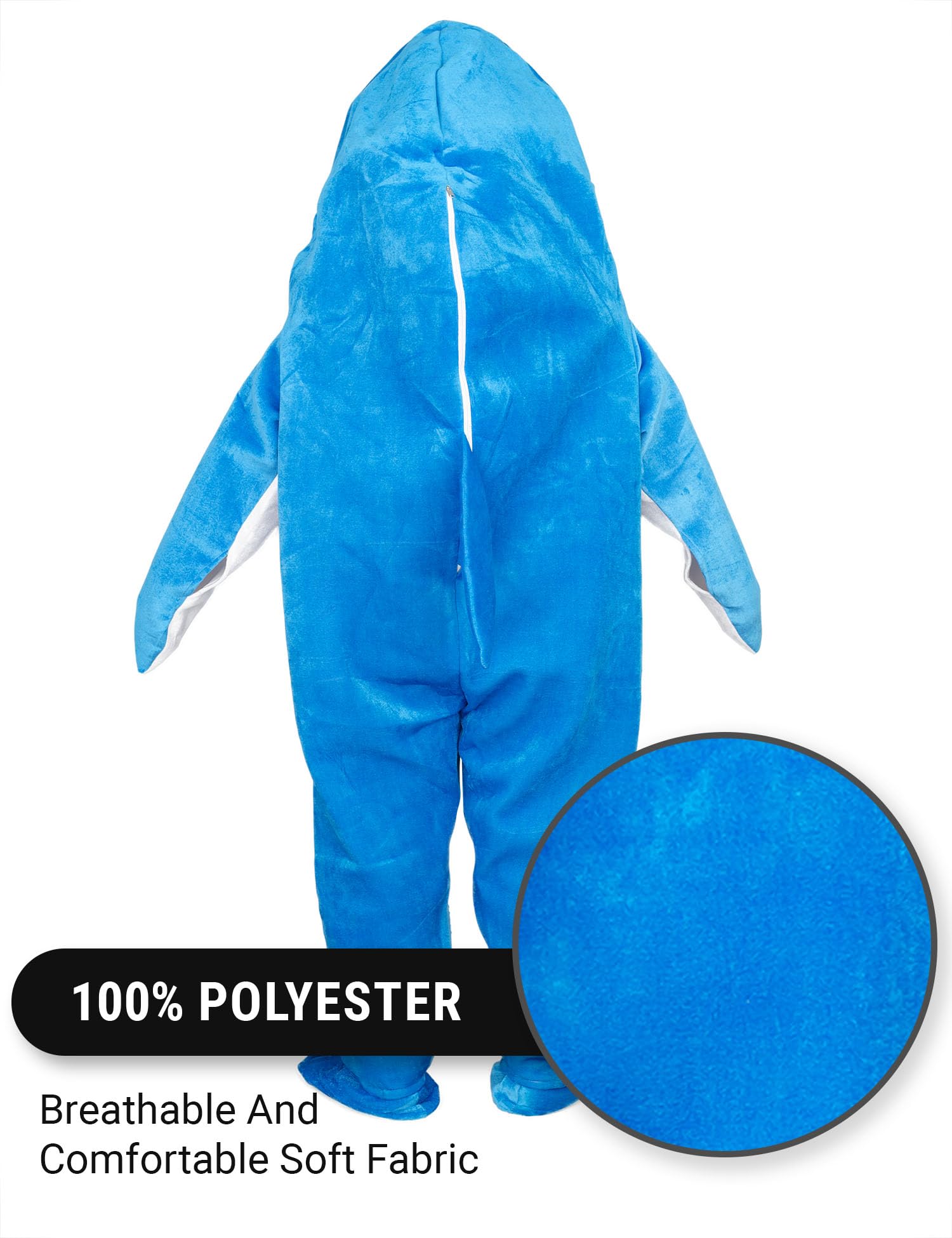 Costume Agent Left Shark Perry Live Dancing Mascot Zip Jumpsuit Halloween Cosplay (Blue)