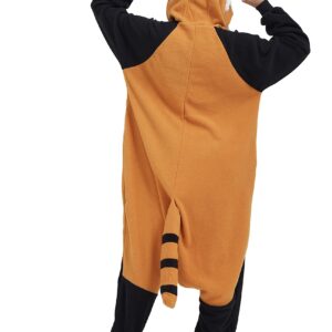 SimZoo Adult Animal Onesie Pajamas, Men and Women's Raccoon Cosplay Costume Sleepwear, One-Piece Unisex Homewear Medium