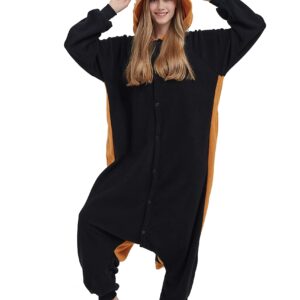 SimZoo Adult Animal Onesie Pajamas, Men and Women's Raccoon Cosplay Costume Sleepwear, One-Piece Unisex Homewear Medium