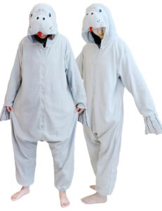 lzbxbxda unisex adult manatee onesie one piece pajamas animal plush halloween christmas costume homewear sleepwear for women men
