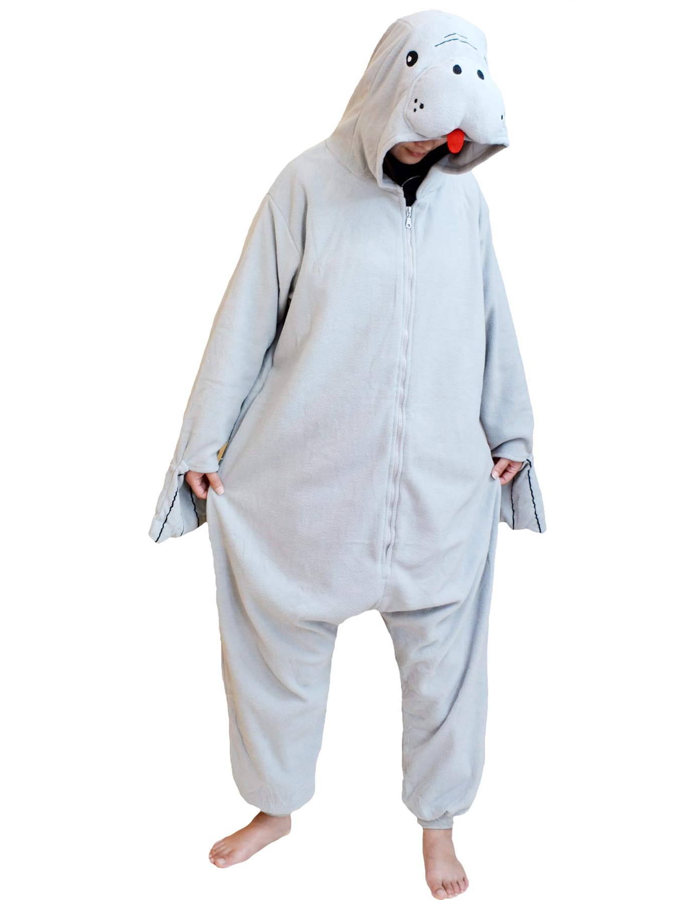 LZBXBXDA Unisex Adult Manatee Onesie One Piece Pajamas Animal Plush Halloween Christmas Costume Homewear Sleepwear for Women men