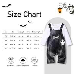 Crazyme Baby Boy Girl Clothes 2PCs Outfit Set Nightmare Before Bedtime Skull Christmas Clothing Set (Boy Black, 6-9 Months)