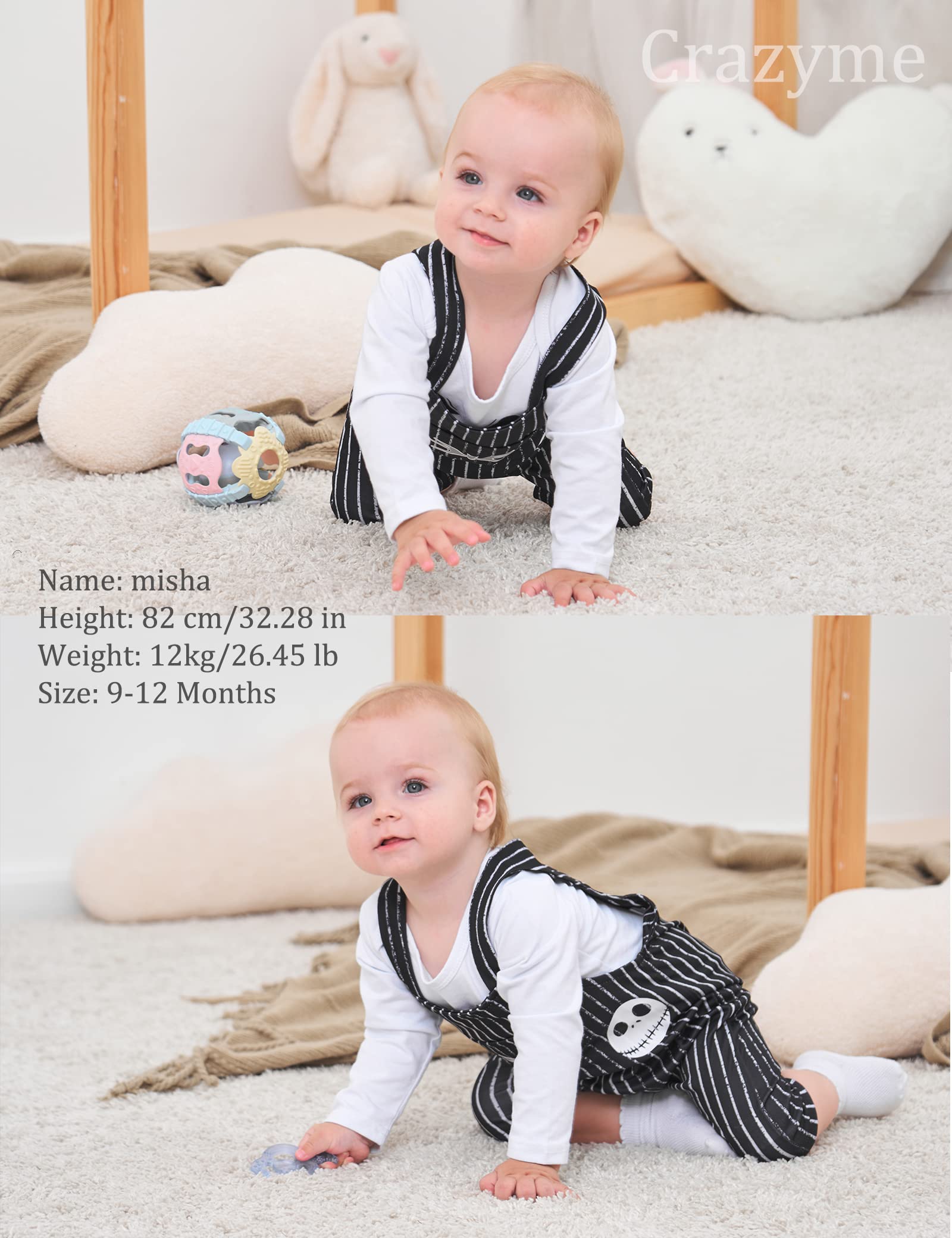 Crazyme Baby Boy Girl Clothes 2PCs Outfit Set Nightmare Before Bedtime Skull Christmas Clothing Set (Boy Black, 6-9 Months)