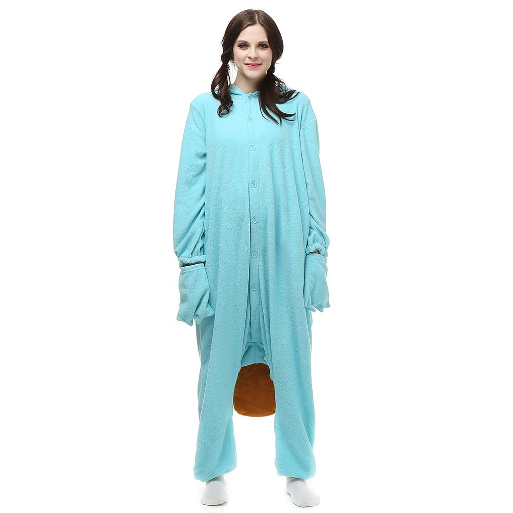 Superband Unisex Adult Perry The Platypus Onesie Halloween Christmas Costume Pajamas Sleepwear,Sky-Blue,S