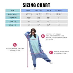 DEAGUI Adult Costume Onesie Pajamas for Women Men-Cartoon Animal Christmas Halloween Cosplay Onesies Blue S