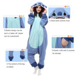 DEAGUI Adult Costume Onesie Pajamas for Women Men-Cartoon Animal Christmas Halloween Cosplay Onesies Blue S