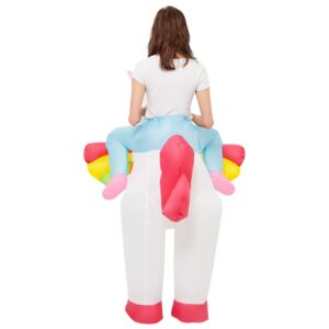 JUROSAICA Unicorn Costume Adult Deluxe Blow Up Unicorn Funny Riding Holiday Vacation Inflatable Costume For Women Men Cosplay Party