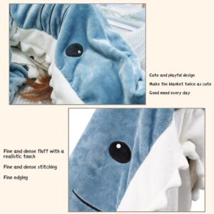 Shark Blanket Adult, Wearable Shark Blanket Super Soft Cozy Flannel Hoodie, Shark Blanket Hoodie Sleeping Bag Shark Onesie Blanket for Adults Kids