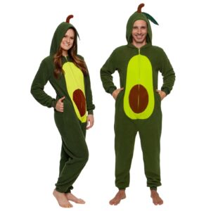 funziez! slim pineapple and avocado adult onesie - food halloween costume - one piece cosplay suit for adults, women and men