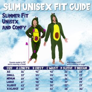 Funziez! Slim Pineapple and Avocado Adult Onesie - Food Halloween Costume - One Piece Cosplay Suit for Adults, Women and Men