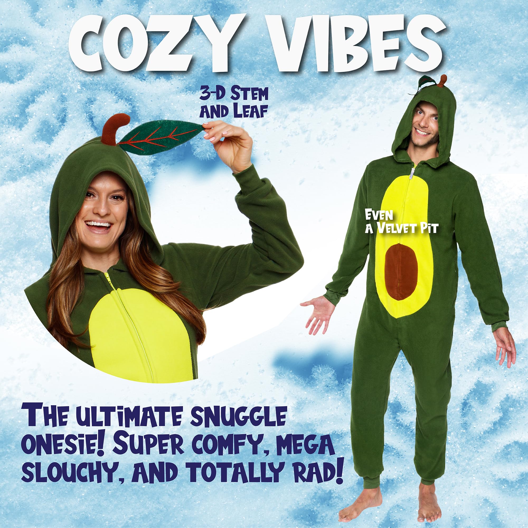 Funziez! Slim Pineapple and Avocado Adult Onesie - Food Halloween Costume - One Piece Cosplay Suit for Adults, Women and Men