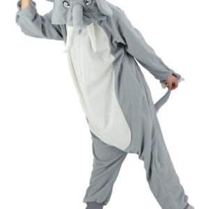 vavalad Adult Elephant Onesie Costumes One Piece Pajamas Animal Cosplay Homewear Sleepwear for Women Men