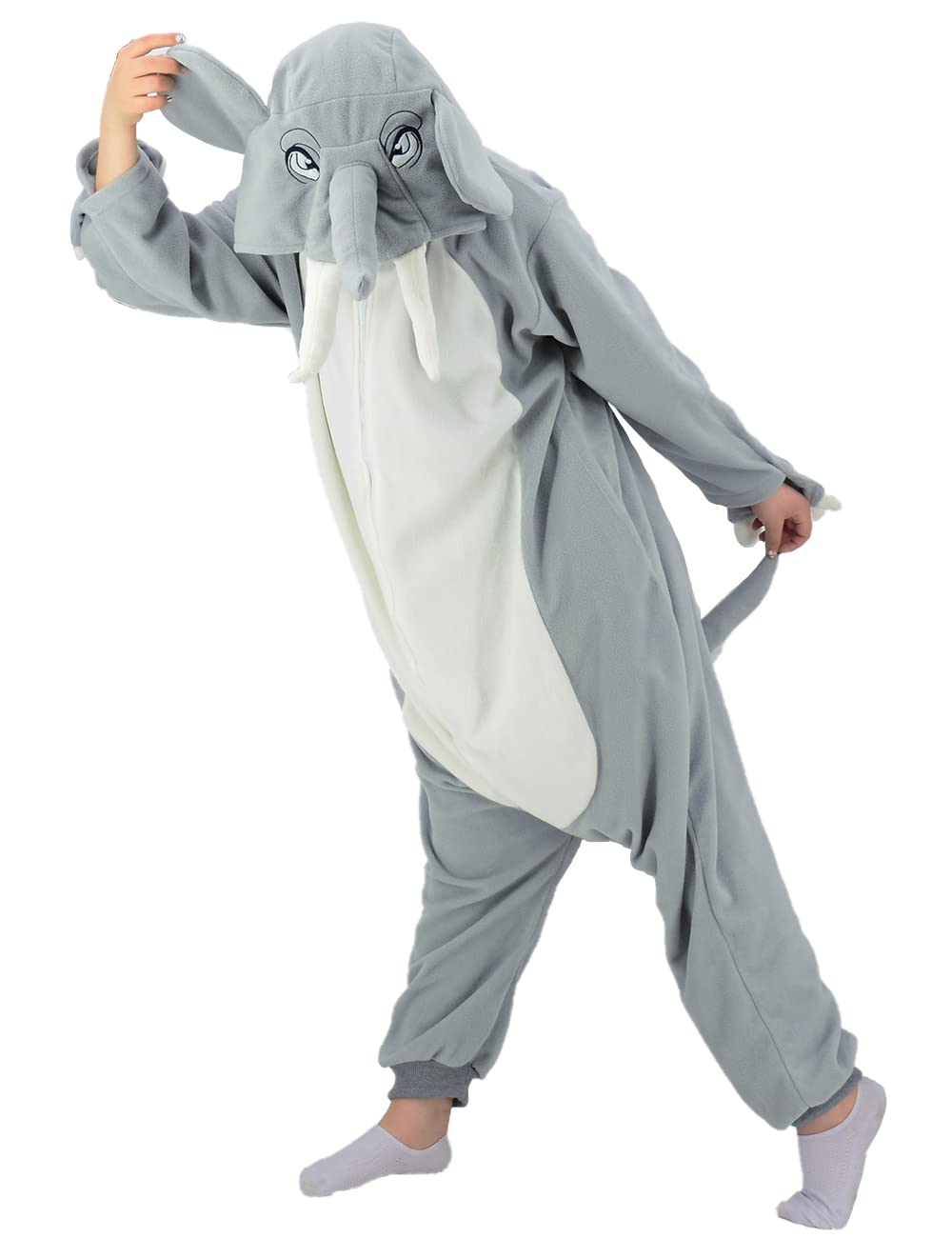 vavalad Adult Elephant Onesie Costumes One Piece Pajamas Animal Cosplay Homewear Sleepwear for Women Men