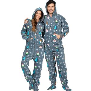 Footed Pajamas - Family Matching - Merry Gnomes Kids Hoodie Fleece One Piece - Kids - XLarge (Fits 5'0-5'3")