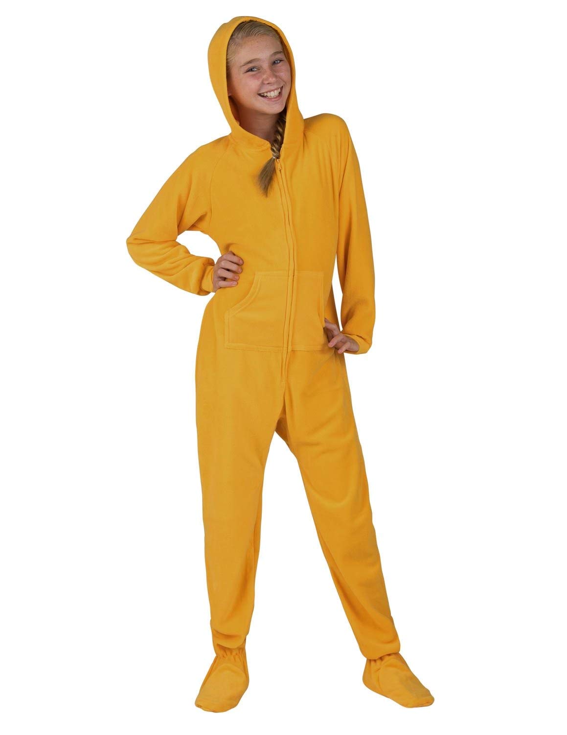 Footed Pajamas - Creamsicle Kids Hoodie Fleece One Piece - Kids - Medium (Fits 4'6-4'8")