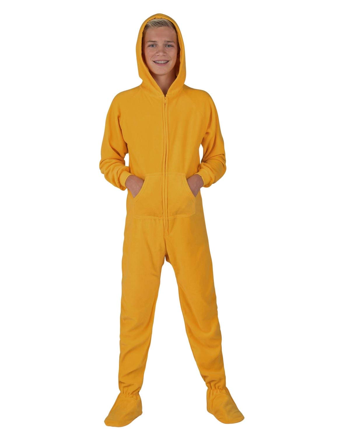 Footed Pajamas - Creamsicle Kids Hoodie Fleece One Piece - Kids - Medium (Fits 4'6-4'8")