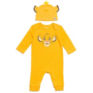 disney lion king simba newborn baby boys snap cosplay coverall and hat set lion king 0-3 months