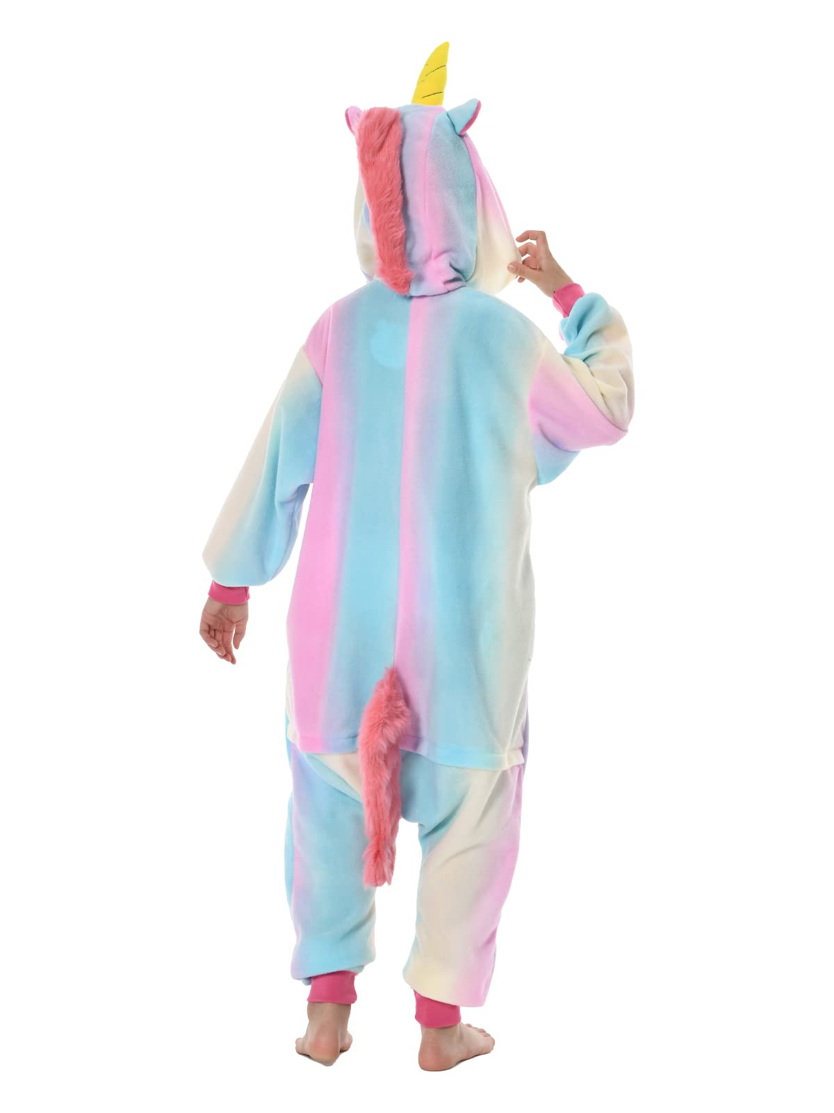 GONAAP Unisex Animal Onesie Pajamas Kids One Piece Cosplay Outfits Rainbow Blue Unicorn Costumes For Girls Costumes(8 Years, Rainbow-blue Unicorn)