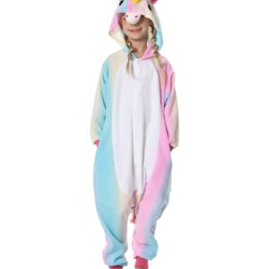 GONAAP Unisex Animal Onesie Pajamas Kids One Piece Cosplay Outfits Rainbow Blue Unicorn Costumes For Girls Costumes(8 Years, Rainbow-blue Unicorn)