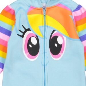 My Little Pony Rainbow Dash Toddler Girls Fleece Zip-Up Hooded Costume Coverall Blue 3T