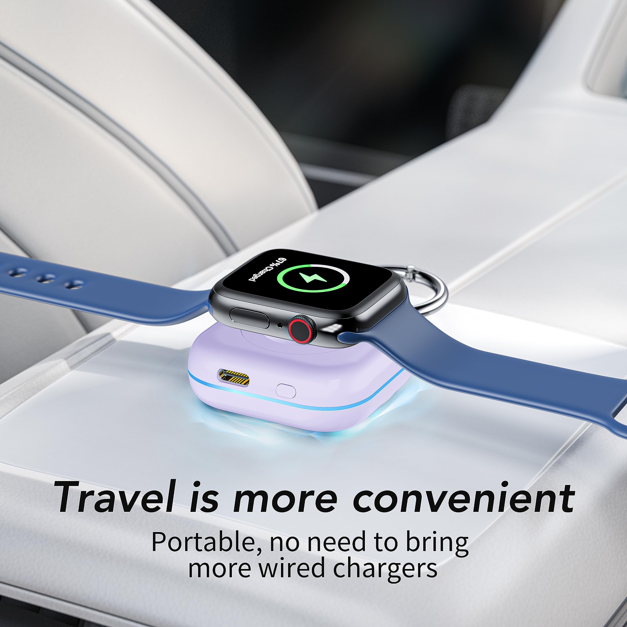 Portable Travel Charger for Apple Watch Series 8,Wireless iWatch Charger 1200mAh Power Bank with Charging Cable, Purse Keychain Smart Watch Charger for Apple Watch Series 9/8/7/6/SE/5/4/3/2/1/UItra