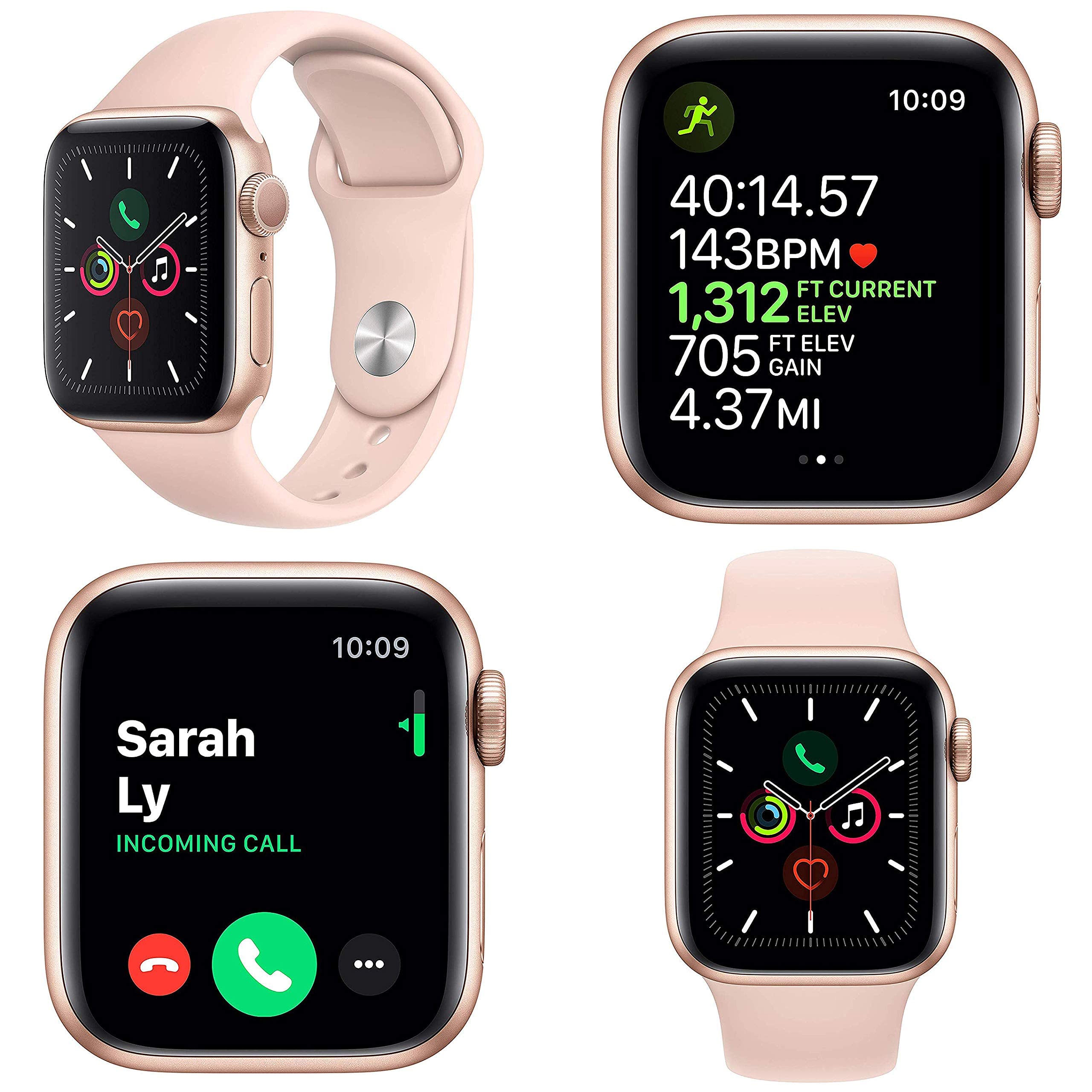 Apple Watch Series 4 (GPS, 40MM) - Gold Aluminum Case with Pink Sand Sport Band (Renewed)