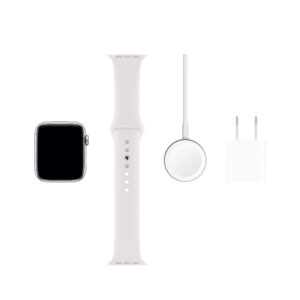 Apple Watch Series 5 (GPS, 40MM) - Silver Aluminum Case with White Sport Band (Renewed)