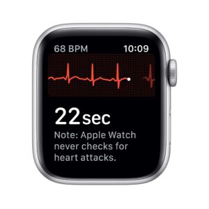 Apple Watch Series 5 (GPS, 40MM) - Silver Aluminum Case with White Sport Band (Renewed)