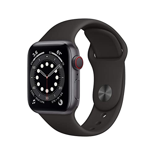 Apple Watch Series 6 (GPS + Cellular, 40mm) - Space Gray Aluminum Case with Black Sport Band (Renewed)