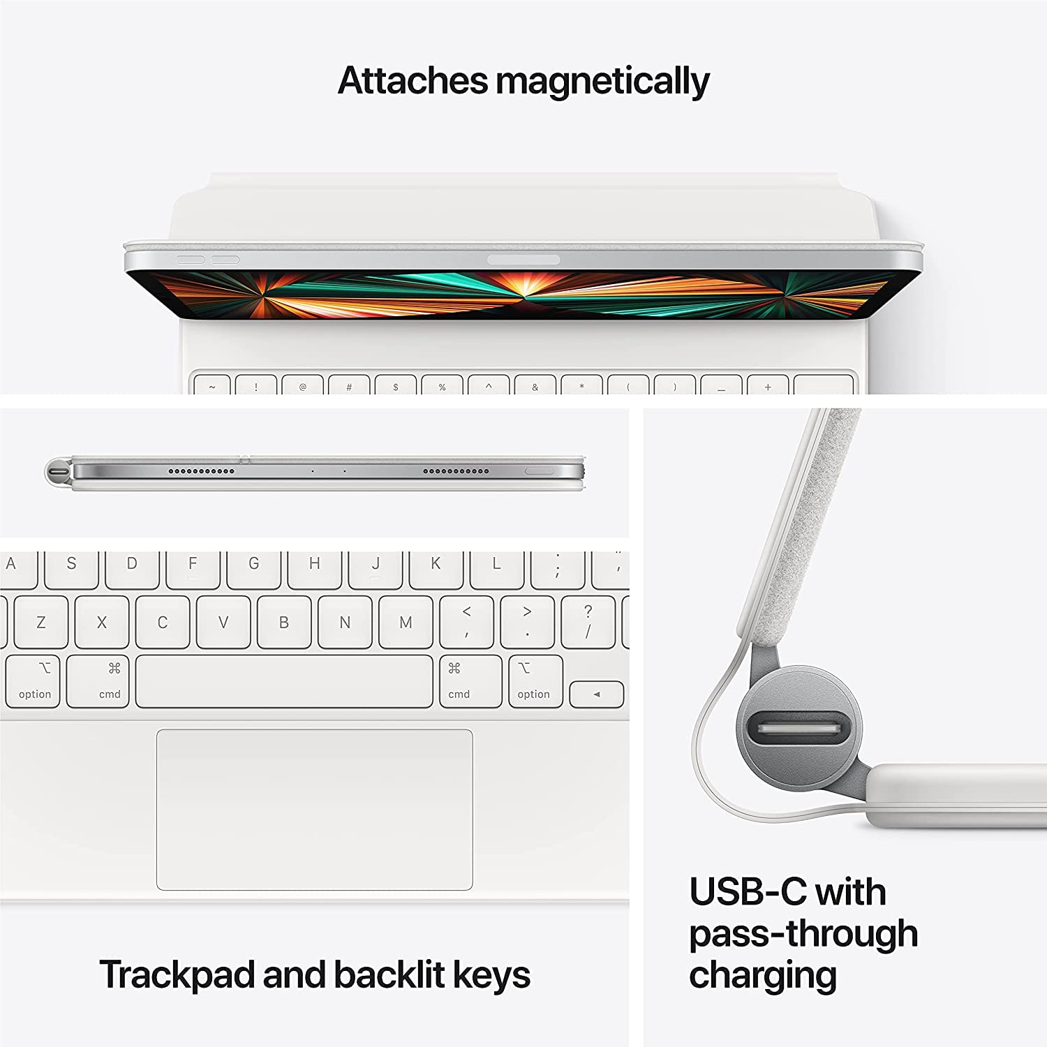 Apple USB-C Magic Keyboard for 11-inch iPad Pro 3rd Gen & iPad Air 4th Gen - White (Renewed)