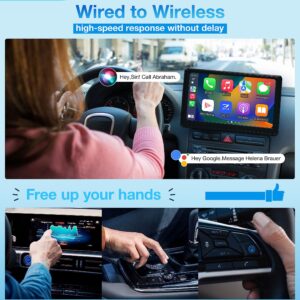 CarPlay Wireless Adapter, CarPlay Box Supports NetfIix/YouTube/Tiktok/Disney+/Hulu, Apple CarPlay/Android Auto Wireless Adapter 2024 Newest, Ai Box for Factory Wired CarPlay Cars from 2015